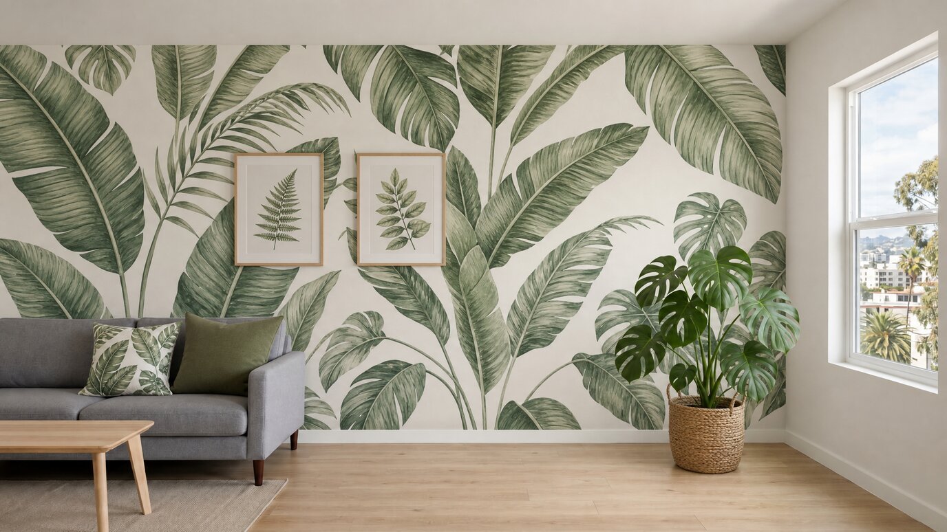 After: Botanical Accent Wall Transformation