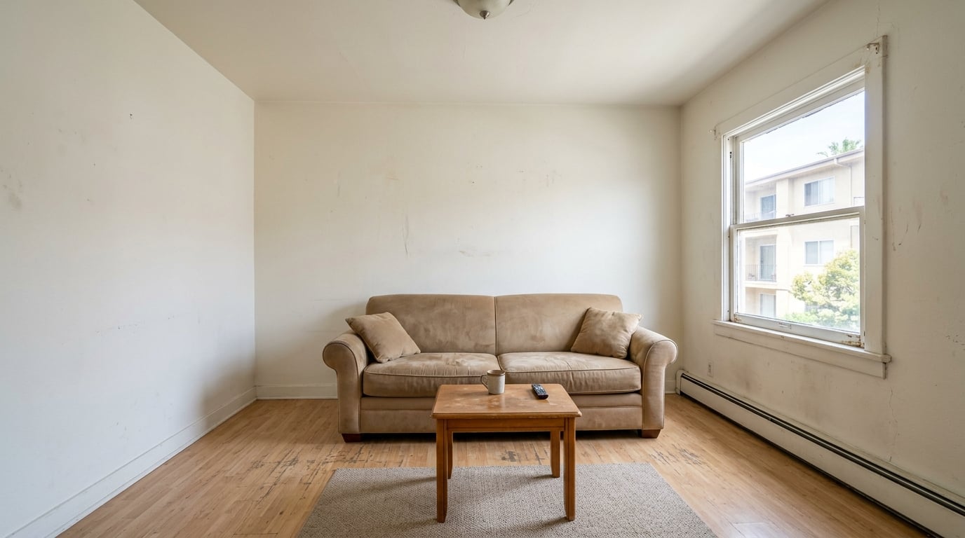 Before: Sage Green Living Room Refresh